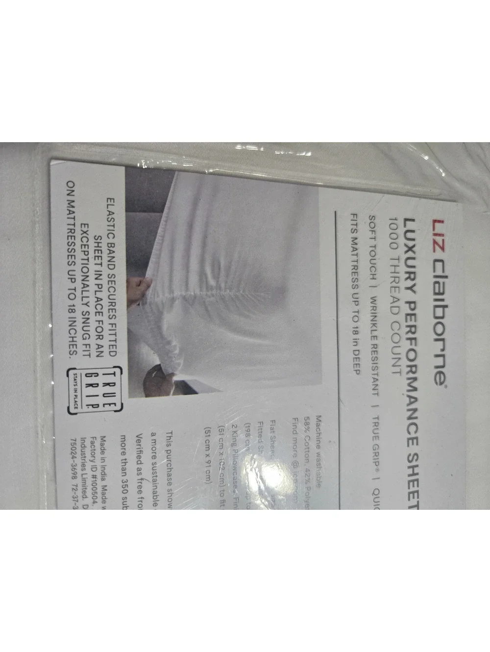 Liz Claiborne Luxury Performance Sheet Set Cotton Rich King Size 1000 Thread